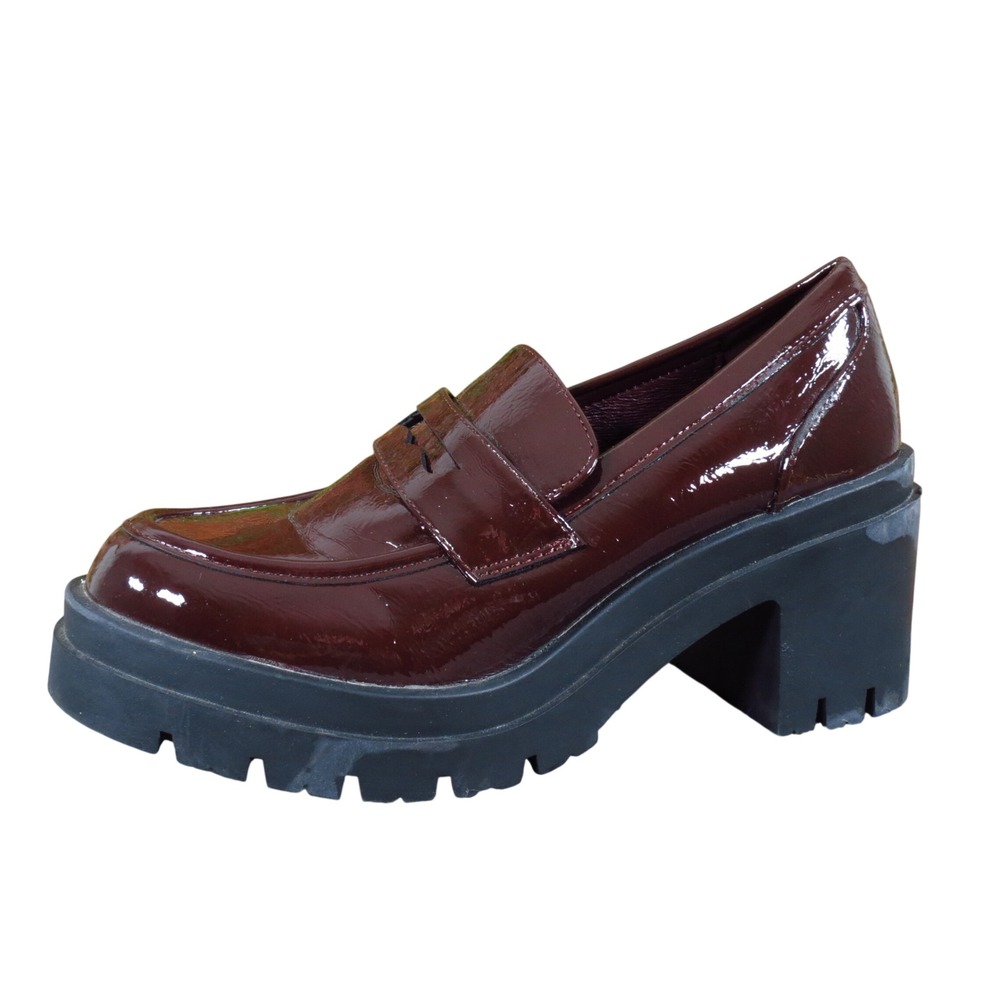 Sugar Autumn Women Platform Penny Loafer Size 7M Work Office Burgundy Synthetic